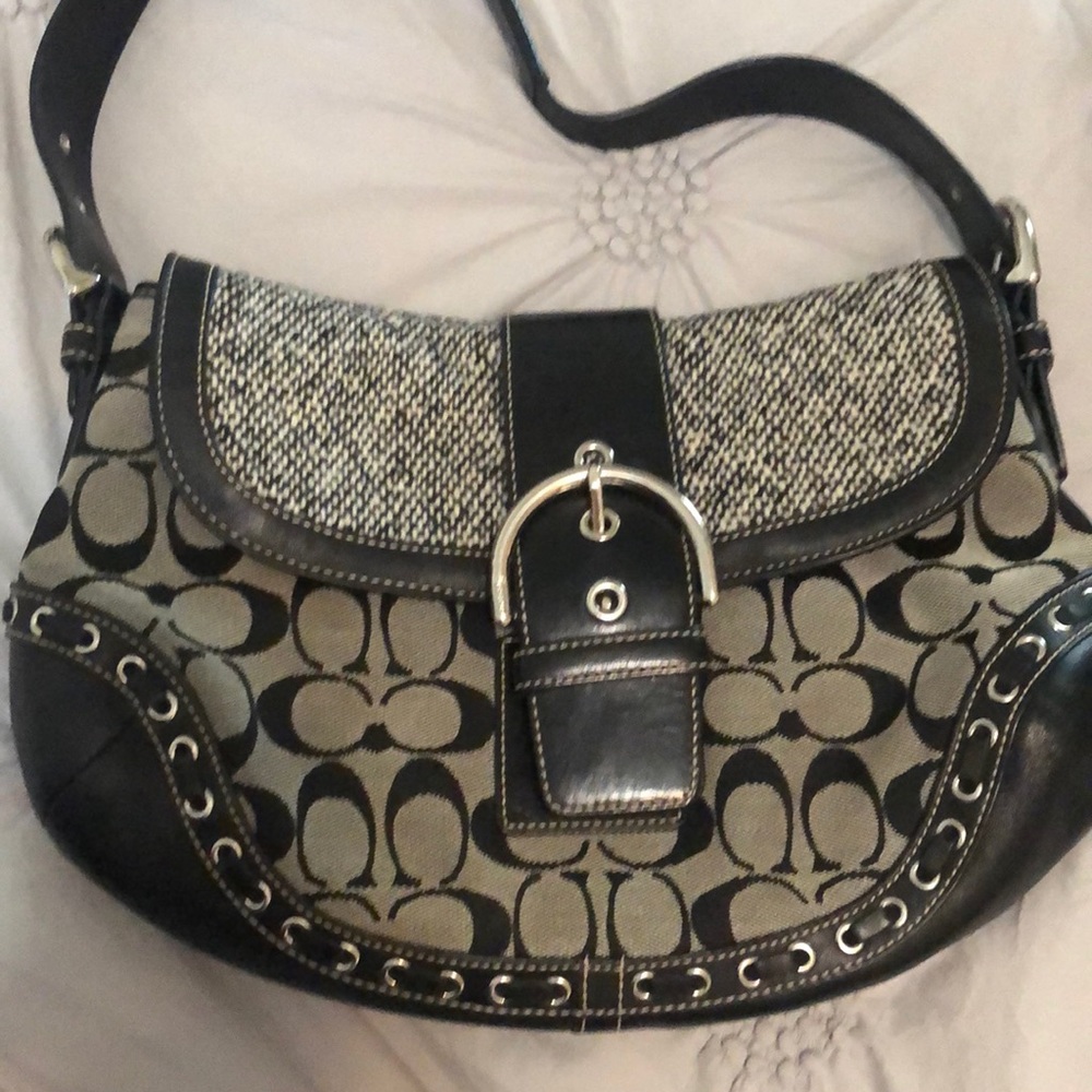 Coach black and gray shoulder purse